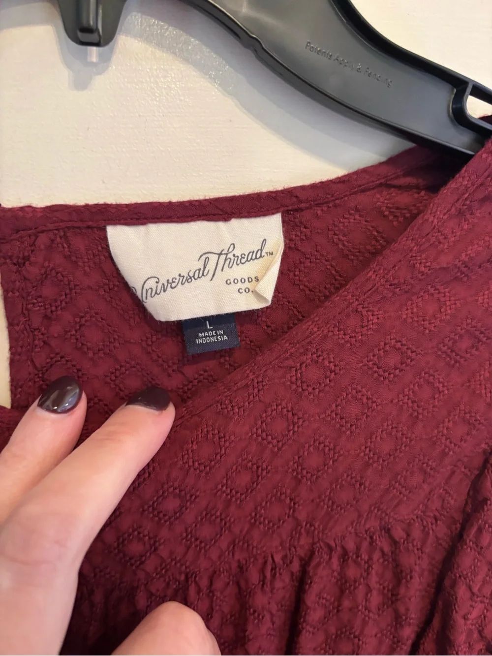 Universal Thread Burgundy Ruffle Trim Long Sleeve Blouse - Picture 4 of 5